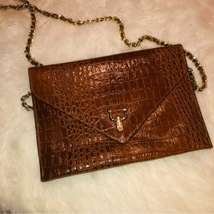 VIVACE brown croc embossed clutch with suede interior | RARE FIND!!